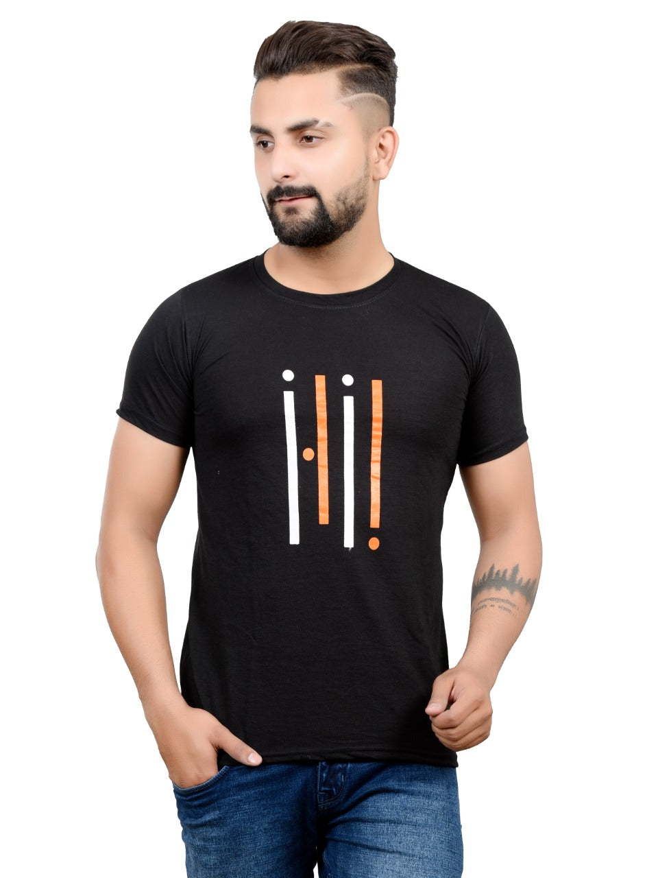 Men's Stripe Half Tshirt