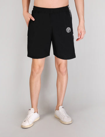 Men's Black Cotton Shorts with Zipper Pockets