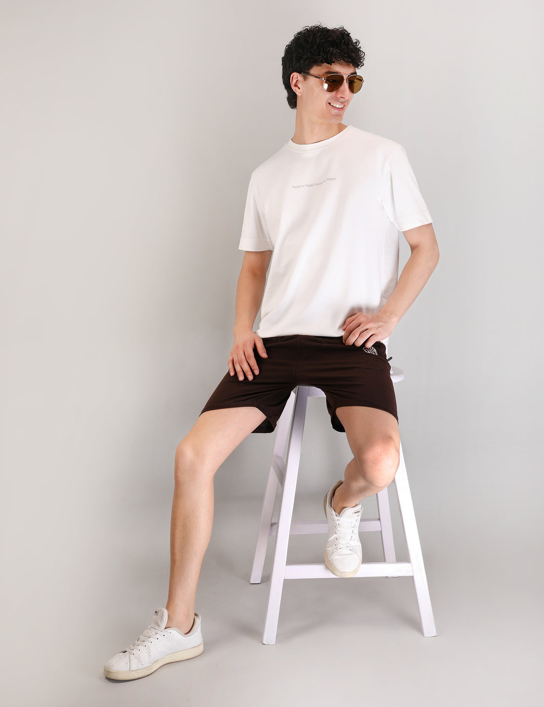 Men's Coffee Cotton Shorts with Zipper Pockets