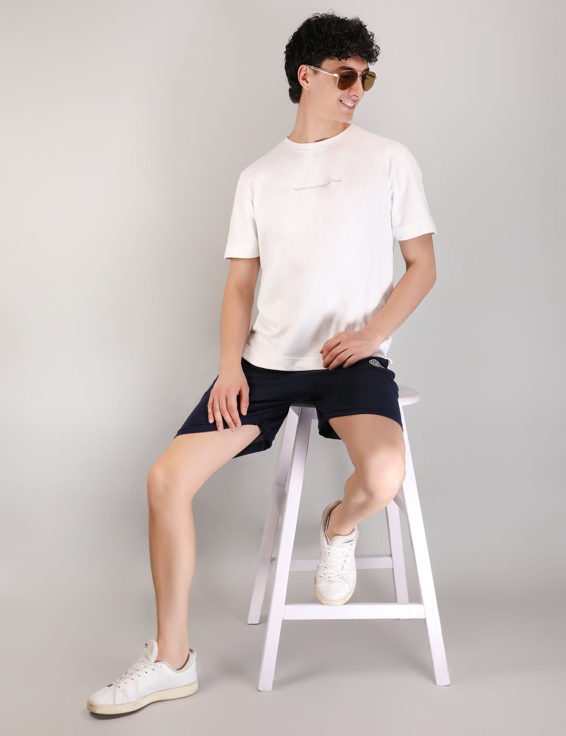 Men's Navy Blue Cotton Shorts with Zipper Pockets