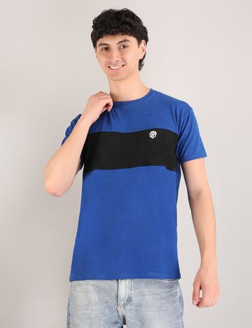 Blue And Black Half Sleeves T Shirt