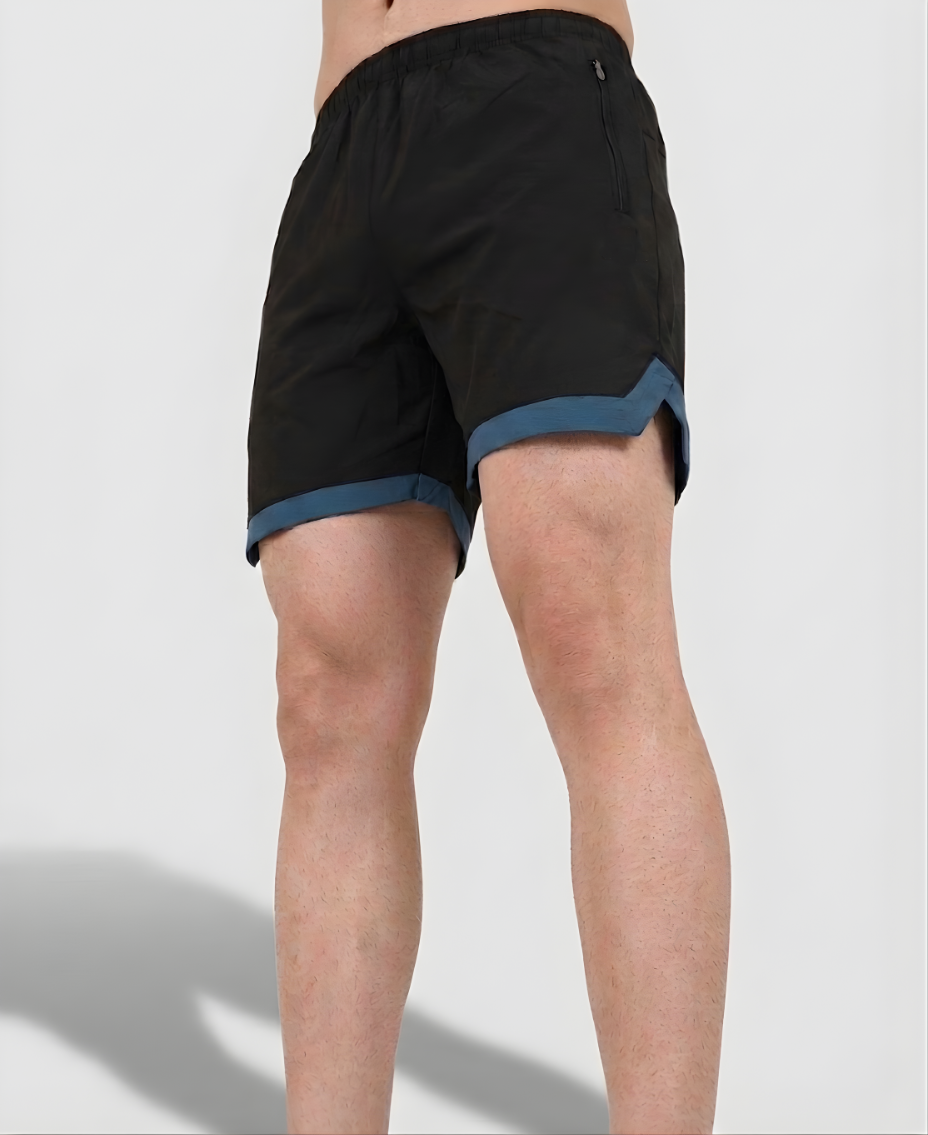Side view of black active shorts with sporty and comfortable design